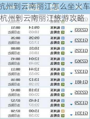 杭州到云南丽江怎么坐火车,杭州到云南丽江旅游攻略