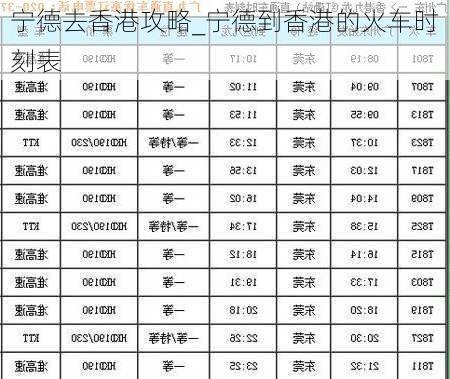 宁德去香港攻略_宁德到香港的火车时刻表