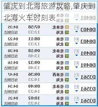肇庆到北海旅游攻略,肇庆到北海火车时刻表