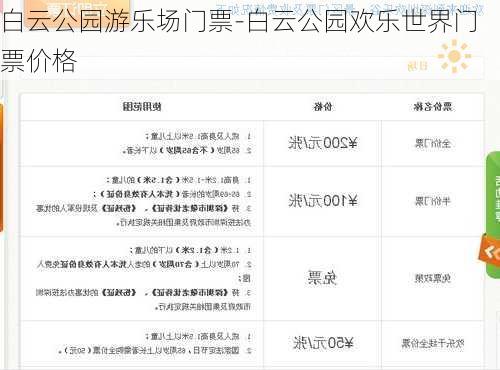 白云公园游乐场门票-白云公园欢乐世界门票价格